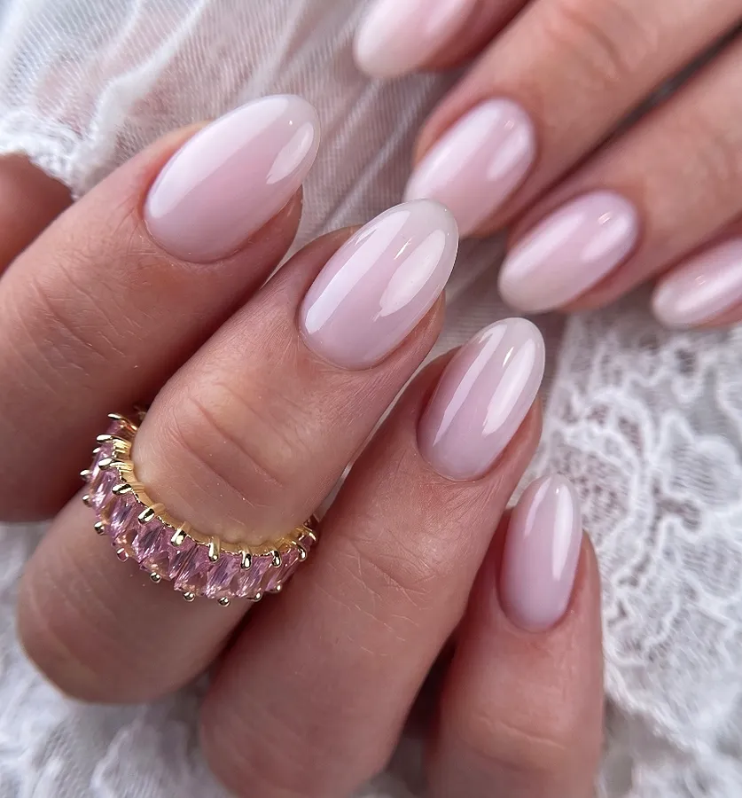 Pink chrome almond nails